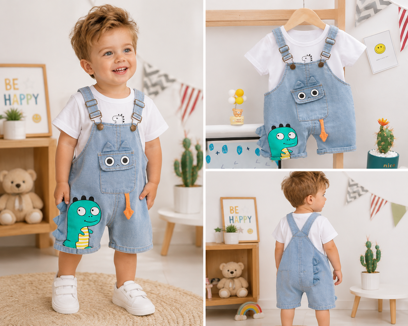 Little Rex Denim Overall Set