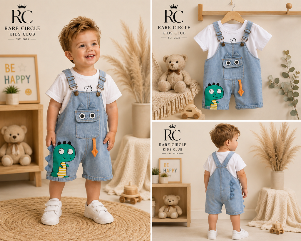 Little Rex Denim Overall Set