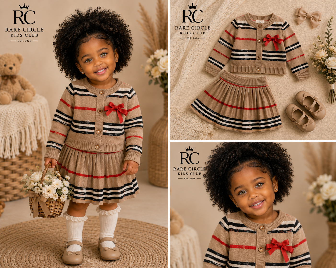 Heritage Stripe Sweater & Pleated Skirt Set