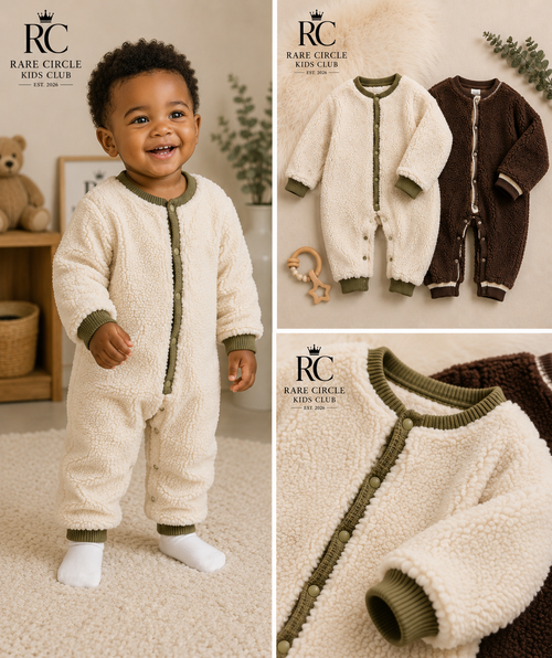 Fleece Sherpa Baby Sleeper Romper, Western Style