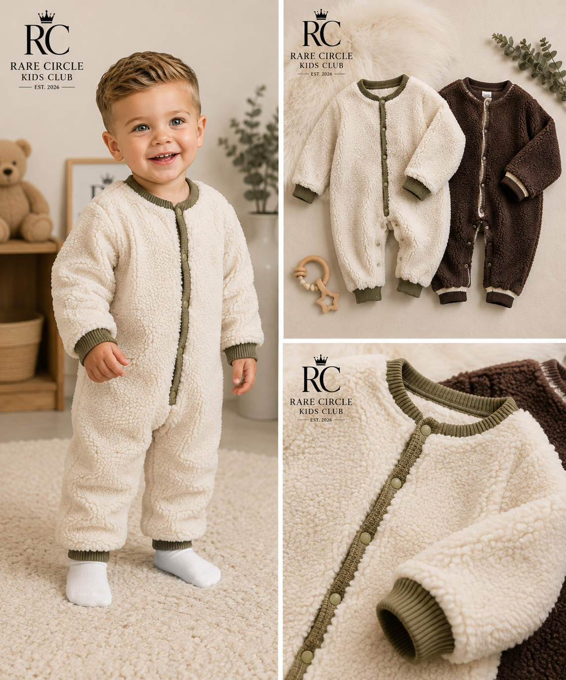 Fleece Sherpa Baby Sleeper Romper, Western Style