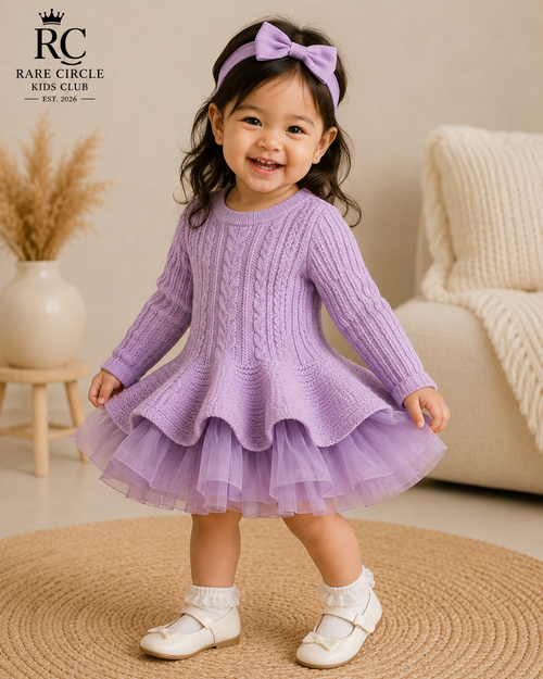 Knit Ruffle Tulle Party Dress - Toddler